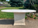 Solid Marble Top w/Dolphin Design Ceramic Base. 30