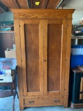 Antique Double Door Wooden Wardrobe w/Drawer. This is 79