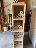 Fiber Board Shelving unit with Groups of Matching and Mis-Matched Wallpaper, Unopened Rolls