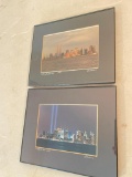 Pair of Framed & Signed Photos of NYC Twin Towers - As Pictured