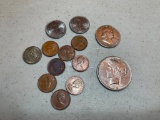 Misc Lot of Coins Incl. 1922 Peace Dollar & 1951 D Franklin Half Dollar - As Pictured