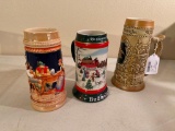 3 Piece Lot of Beer Steins - As Pictured