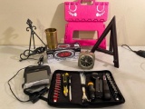 Misc Lot Incl Stepping Stool, Clock Radio, Magellan Roadmate 1400 w/Car Cord & More - As Pictured