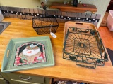 4 Piece Lot Incl 3 Serving Trays & Basket - As Pictured