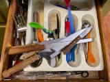 Kitchen Drawer Lot Incl Flatware, Knives, & More - As Pictured