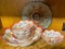 8 Piece Lot of Hand Painted Porcelain Bowls & Glass Plate - As Pictured