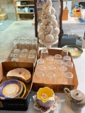 Misc Lot Incl Drinking Glasses, Porcelain Plates, Teapot & More- As Pictured