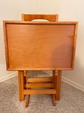 Nice Set of 4 Wood TV Trays - As Pictured