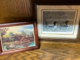 Pair of Framed Lake Prints. One is a Tile & One is Signed 