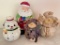 Pair of Ceramic Cookie Jars, Candle Holder & More - As Pictured