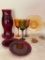 Misc Lot Incl Hurricane Candle Lamp, Glasses & Serving Dishes - As Pictured