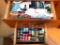 2 Drawer Cabinet Lot of Sewing Items Incl. Hem Tape & Multi Colors of Tread - As Pictured