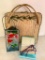 3 Piece Lot Incl Wicker Beach Bag, Amythist Necklace by Cold Water Creek & Hummingbird Solar Light