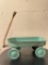 Antique Little toy Blue Metal Wagon. Has Rust Condition Issues. This is 6.5