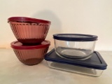 Set of 4 Pyrex Glass Bowls w/Lids - As Pictured