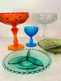 Misc Lot Incl Raised Glass Candy Dishes, Serving Trays - As Pictured