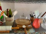 Shelf Lot Incl Kitchen Utensils, Pressed Glass & More - As Pictured