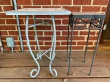 Pair of Outdoor Metal Plant Stands. Tallest is 21