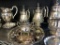 Wilcox Silver Plate Lot Incl Teapots, Aluminum Tray & More- As Pictured