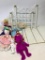Misc Lot Incl Doll Bed, w/Bedding & Dolls - As Pictured