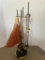 Brass Handled Fireplace Poker Set w/Broom - As Pictured