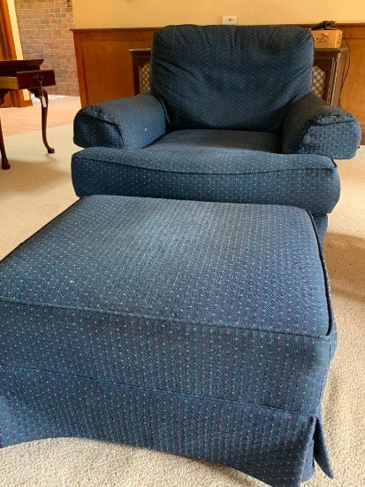 Chair & Ottoman. Gently Used. The Chair is 31" T x 36" W x 36" D - As Pictured