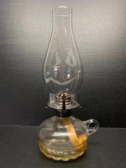 12" Glass Oil Lamp - As Pictured