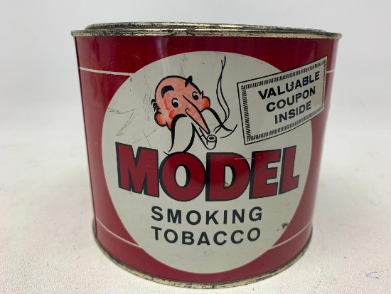 Tin Can by Model Smoking Tobacco w/Opener. This is 4.5" T x 5.5" in Diameter - As Pictured