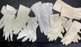 7 Pair of Ladies White Gloves - As Pictured