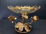 Metal & Glass Floral Candy Dish. This is 4.5