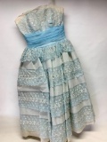 Vintage Blue Cocktail Dress. Size is Unknown but Has a Small Waist - As Pictured