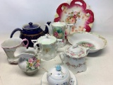 Porcelain Lot Incl. Tea Pot, Cream & Sugar Bowl & More - As Pictured