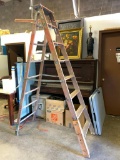 8' Wood Ladder by Dayton Ladder Co Cincinnati, OH. Looks to be Repaired - As Pictured