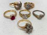 Lot of 5 Gold Plated & Gold Electro Plated Rings - As Pictured