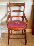 Vintage Wood Chair w/Needlepoint Seat Cover. This is 34