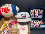 Misc Royal Crown Cola Lot Incl. Football, Golf Tees, & More - As Pictured