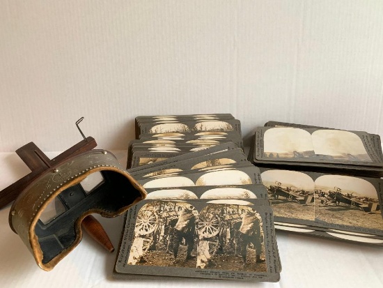 Antique Keystone View Company Stereoscope w/Slides That Appear to be From WWI - As Pictured