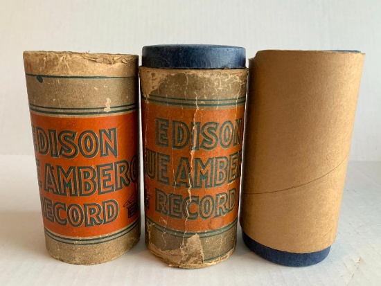 Vintage Set of 3 Edison Blue Amberol Rolls - As Pictured