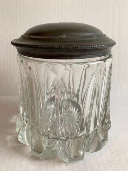 Very Nice Glass Tobacco Jar. This is 5" T x 4" in Diameter - As Pictured