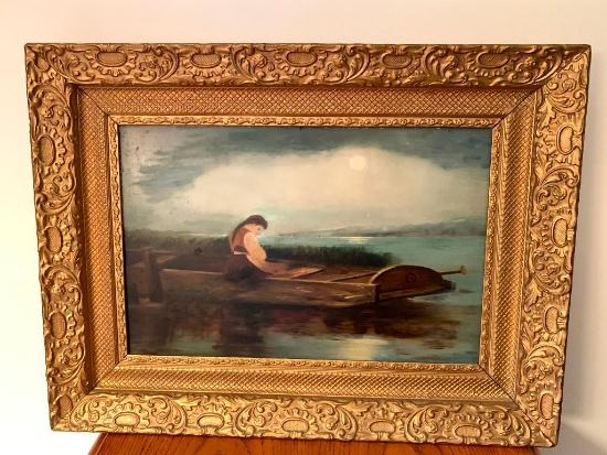 25" x 18" Antique Framed Oil On Board - As Pictured