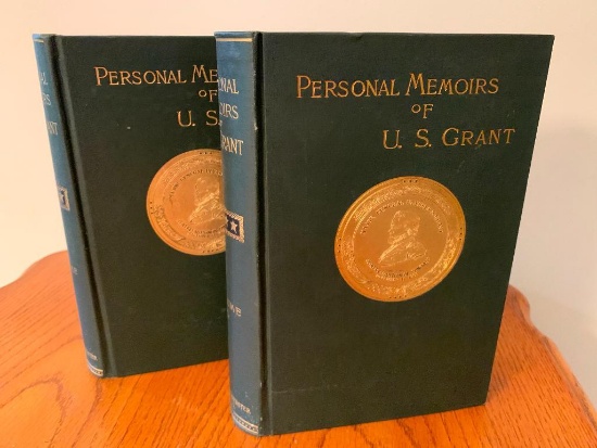 Pair of "Personal Memoirs of U.S. Grant" Vol. I & II by Charles L Webster & Co - As Pictured