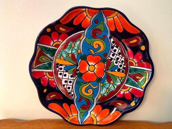 Mexican Pottery Plate Wall Decor. This is 12" in Diameter - As Pictured