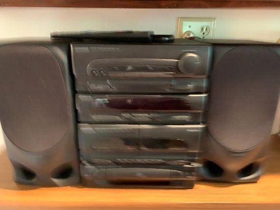 Kenwood Portable AM/FM/Double Cassette Stereo System. In Working Condition w/Remote- As Pictured