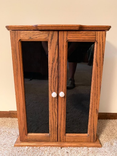 Custom Made Double Door Wood Cabinet CD Holder. This is 26" T x 19" W x 6" D - As Pictured