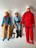 Group of Three Vintage 1970's Figures That Include Six Million Dollar Man and Cowboys