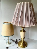 Heavy Metal Stiffel Lamp and Glass Lamp with Decorative Shade, Tallest One is 30