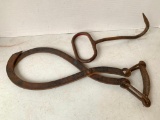 Antique Hay Bail Hook & Ice Tongs - As Pictured