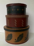 Set of 3 Nesting Hand Painted Boxes. The Largest is 5