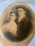 Antique Photo of Man & Woman w/Domed Glass. This is 20