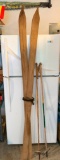 Antique Wood Skis w/Poles - As Pictured